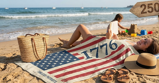 Celebrate the 250th Anniversary with a Custom 1776 Patriotic US Flag Beach Towel