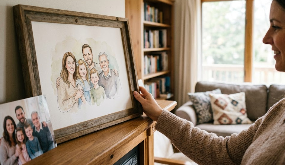 Why a Custom Watercolor Family Portrait Photo is a Timeless Keepsake