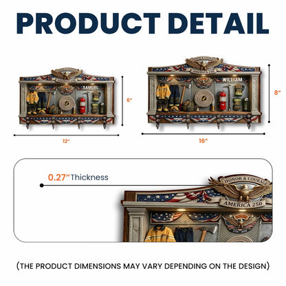 Honor & Courage America 250 Firefighter Gear 3D Effect With Eagle - Personalized Key Holder - INDE218_KHO