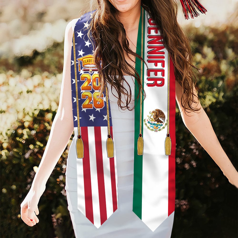 Country Flag Class of 2026 Stoles Sash, Graduation Gift, Senior Gift K228 CH07 888875
