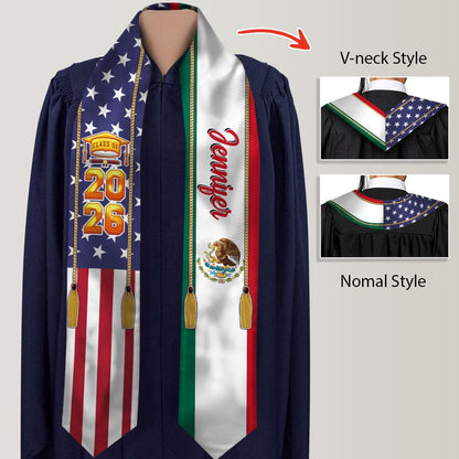 Country Flag Class of 2026 Stoles Sash, Graduation Gift, Senior Gift K228 CH07 888875