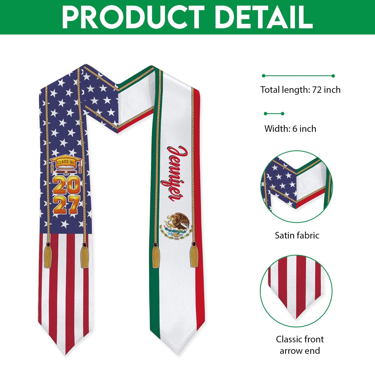 Country Flag Class of 2026 Stoles Sash, Graduation Gift, Senior Gift K228 CH07 888875