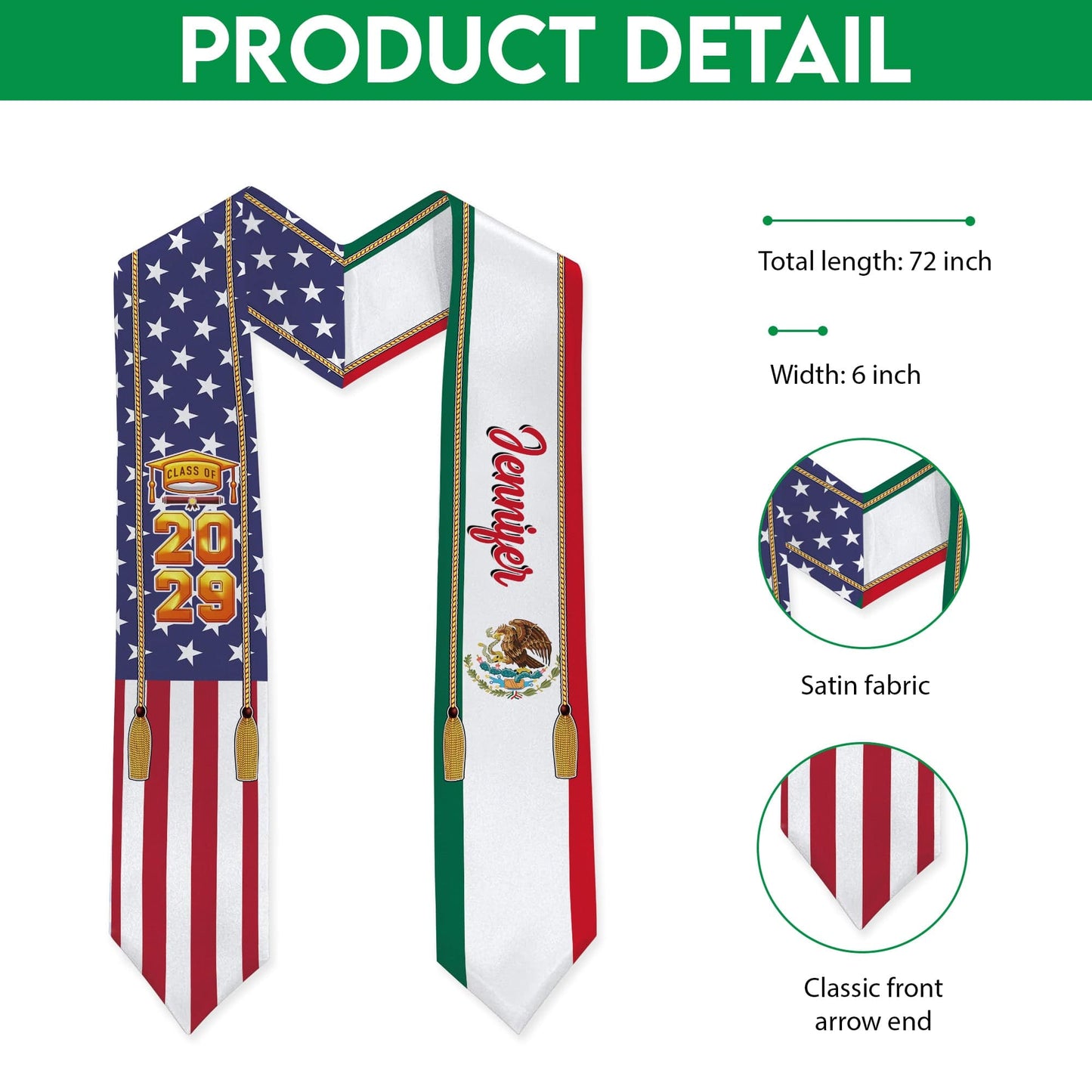Country Flag Class of 2026 Stoles Sash, Graduation Gift, Senior Gift K228 CH07 888875